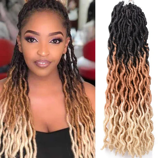 Synthetic Gypsy Locs Extension Braids Freetress Wavy Curly 18 Inch Gypsy Goddess Locs Crochet Hair