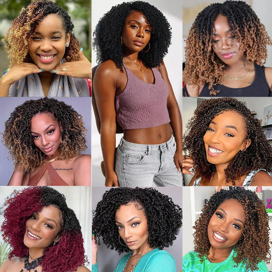 12 8 Inch Yaki Twist Crochet Hair Pre-looped Bohemian Passion Twist Spring Mini Twist Crochet Hair for Black Women Kids
