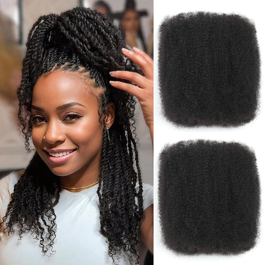 Afro Kinkys Bulk Human Hair for Loc Extensions Repair Locs Twist Braiding Afro Kinky Human Hair for Locs Natural 12-18